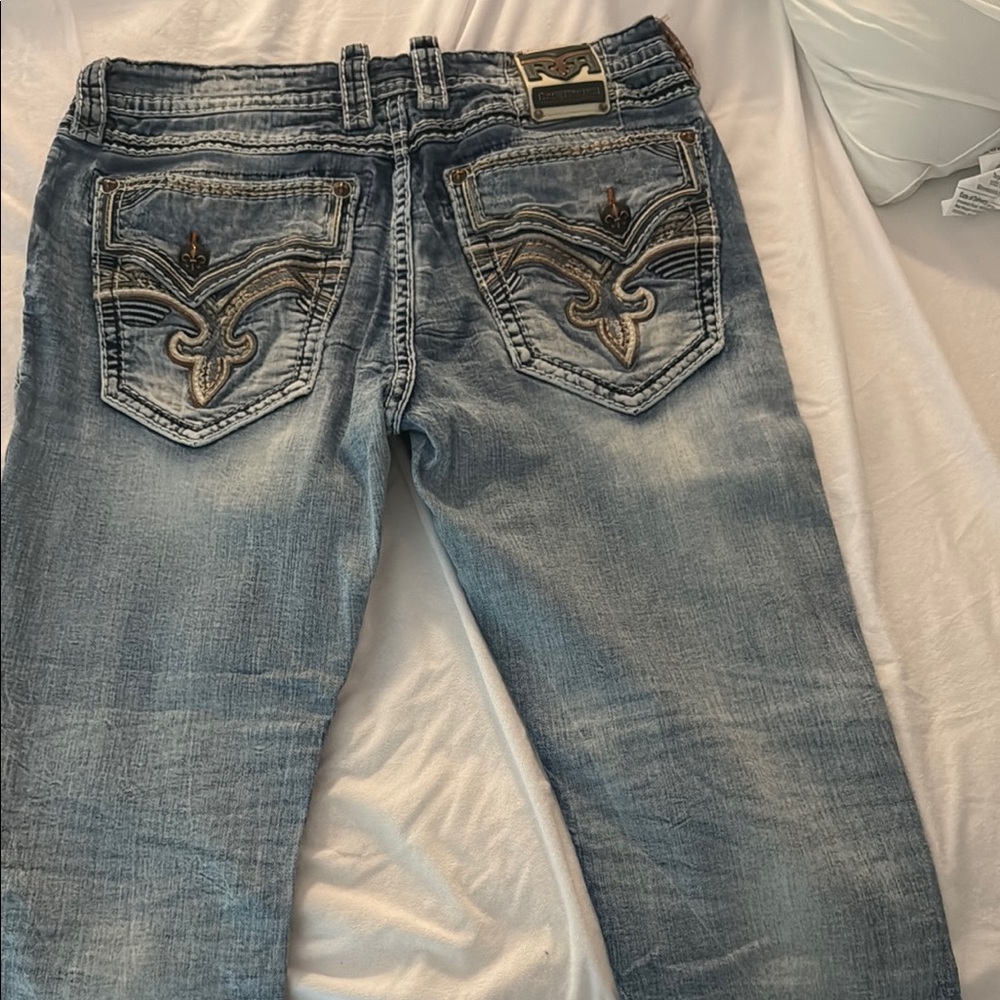 Rock Revival Boot Cut Jeans with Fleur Design